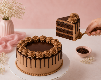 GUL Chocolate Bliss Drip Cake with a chocolate cake slice showing layered filling and ganache frosting
